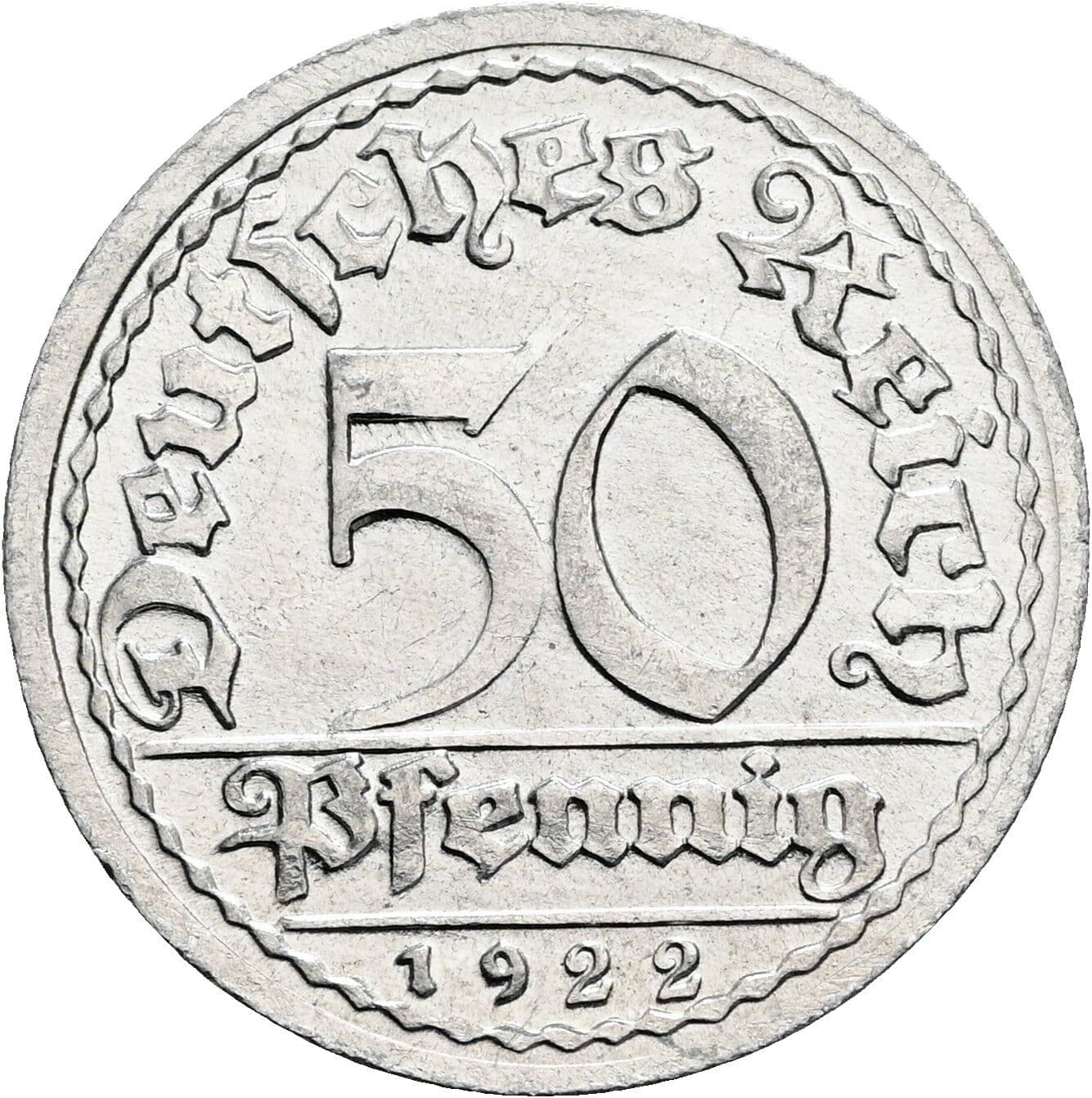 50 Pfennig 1922 G – Vorderseite