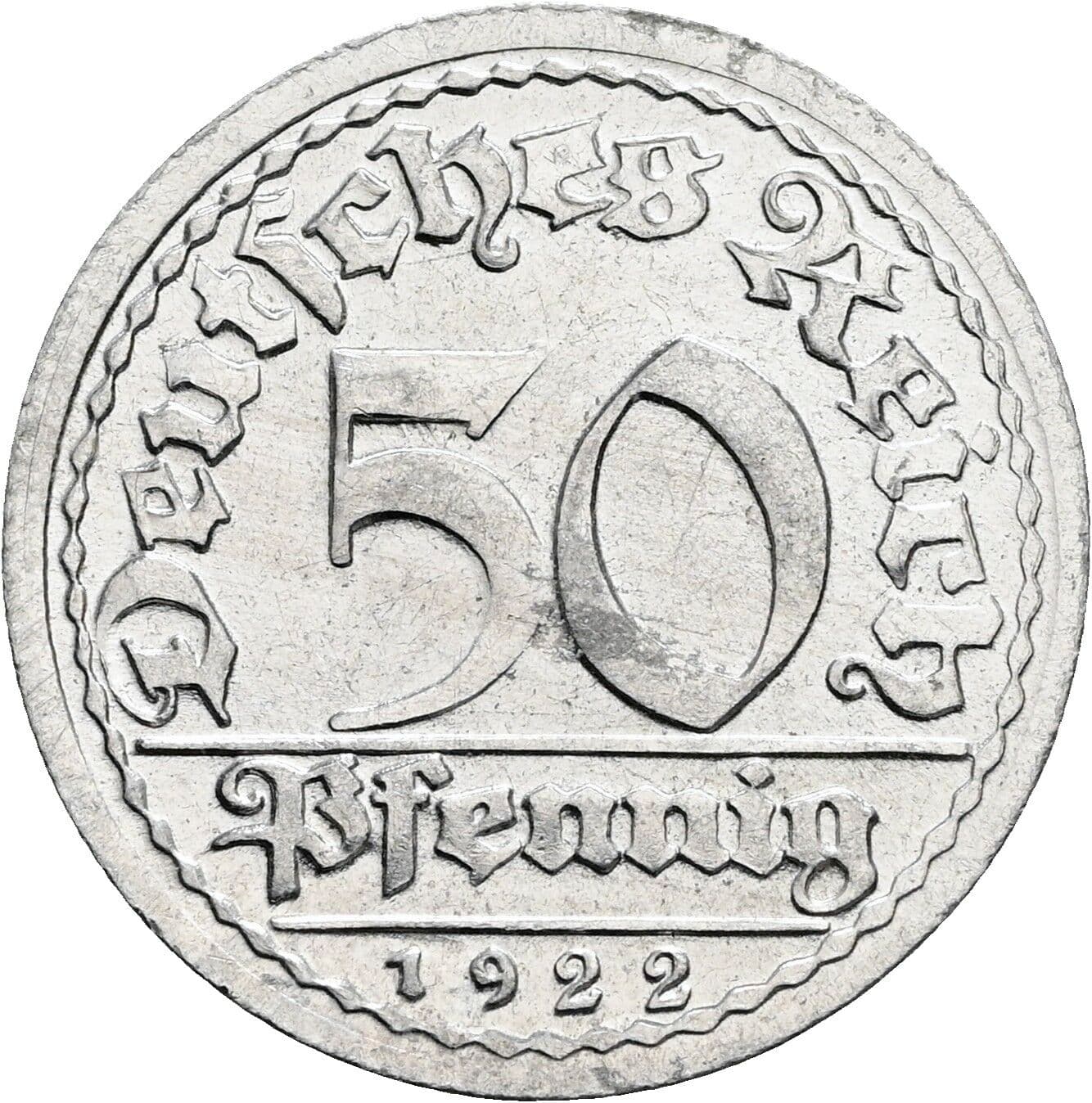 50 Pfennig 1922 G – Vorderseite