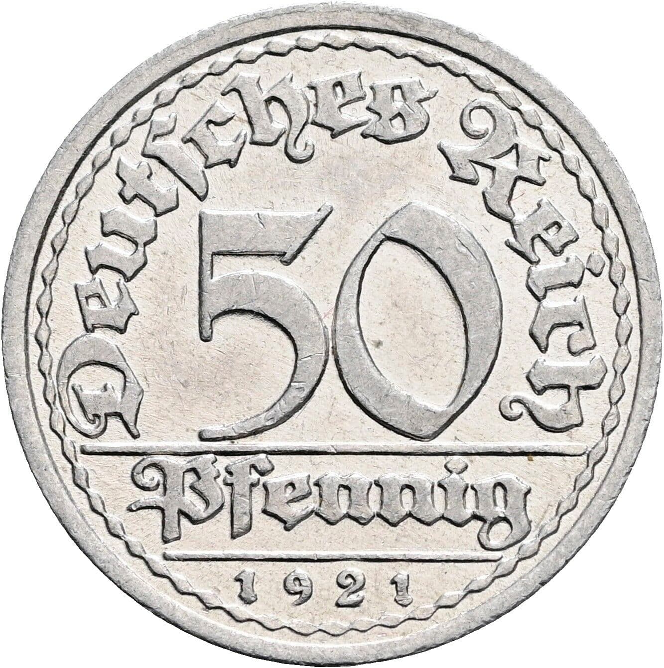 50 Pfennig 1921 G – Vorderseite