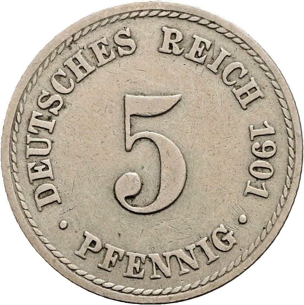 5 Pfennig 1901 A – Vorderseite