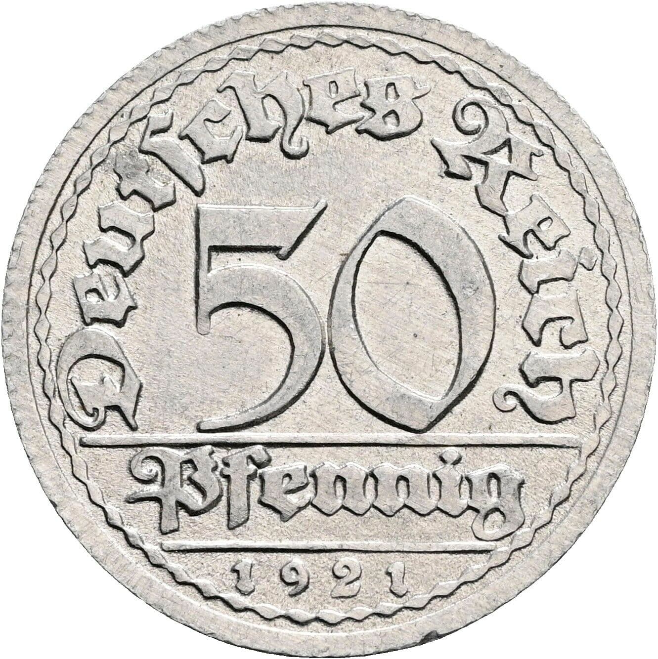 50 Pfennig 1921 G – Vorderseite
