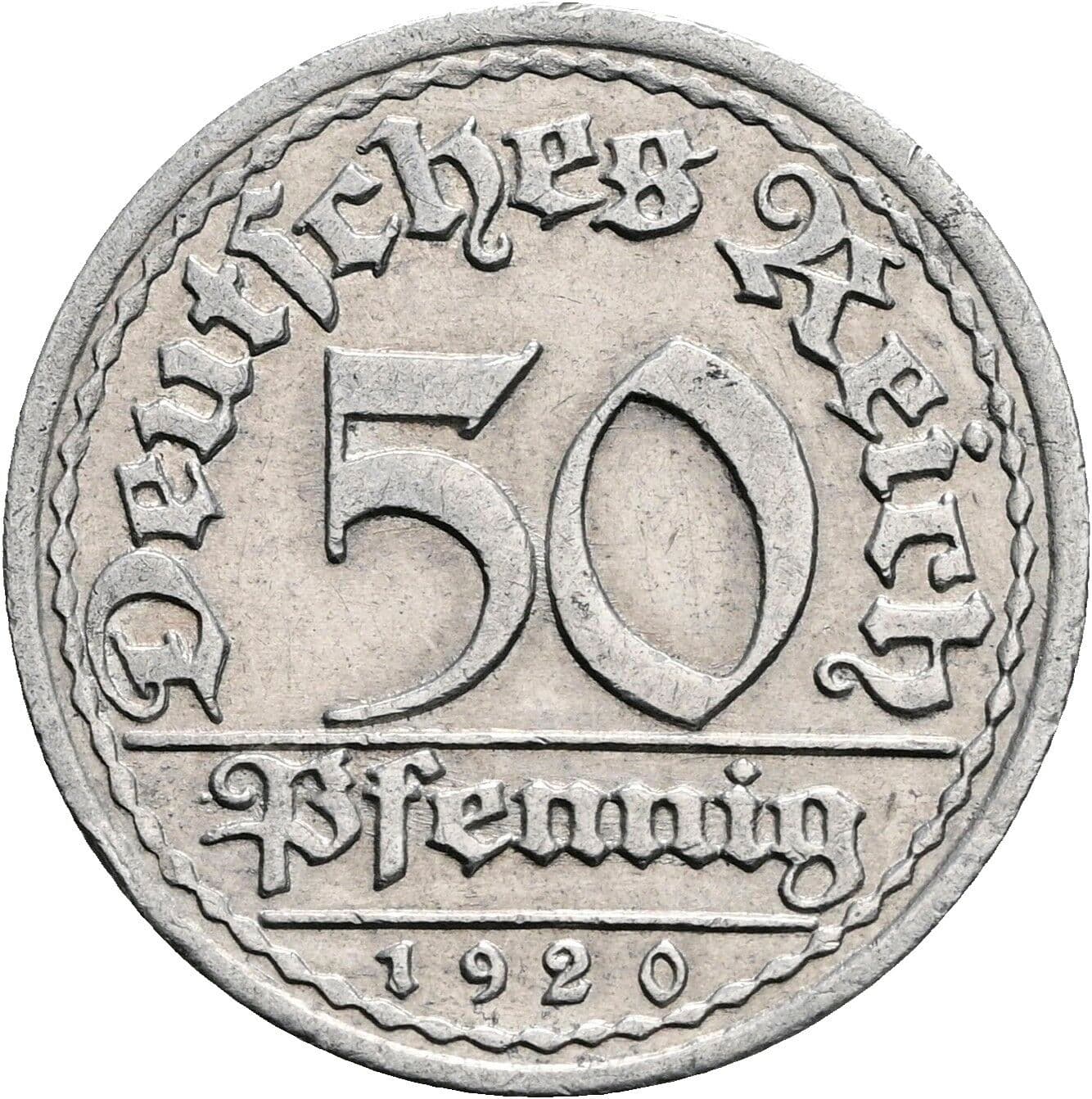 50 Pfennig 1920 F – Vorderseite