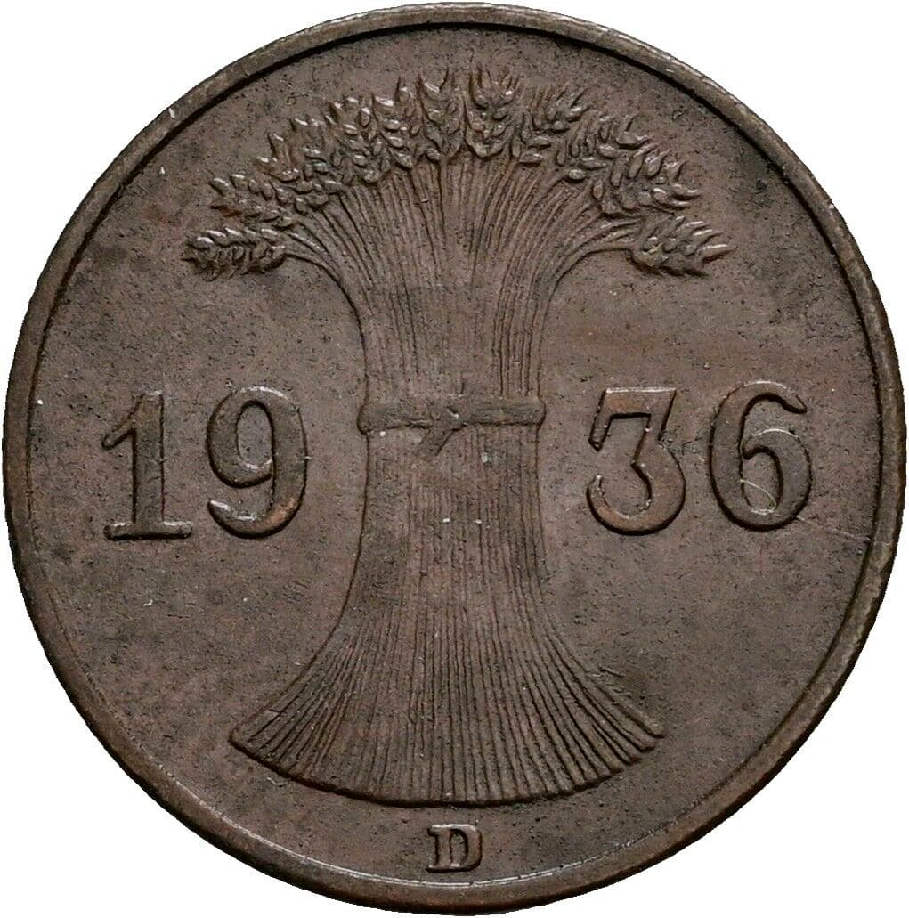 1 Reichspfennig 1936 D – Rückseite