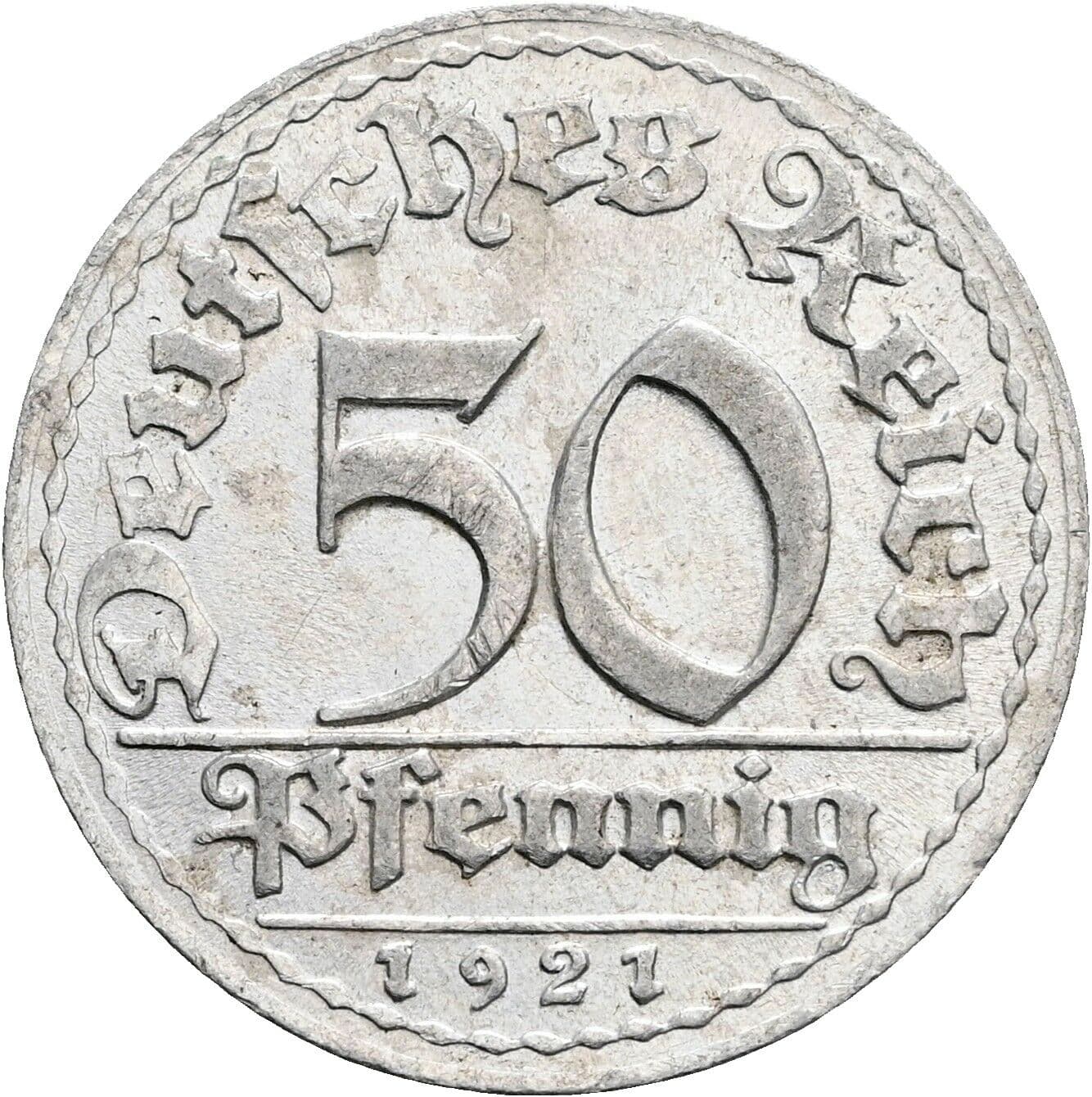 50 Pfennig 1921 D – Vorderseite