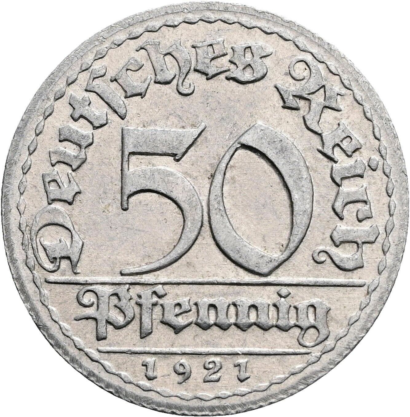 50 Pfennig 1921 D – Vorderseite