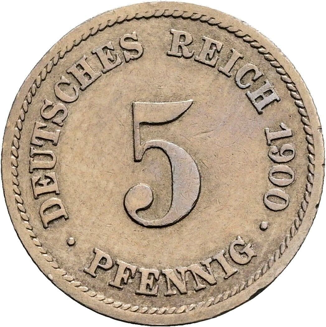 5 Pfennig 1900 F – Vorderseite