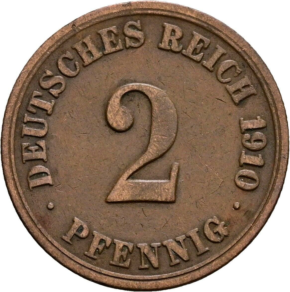 2 Pfennig 1910 A – Vorderseite