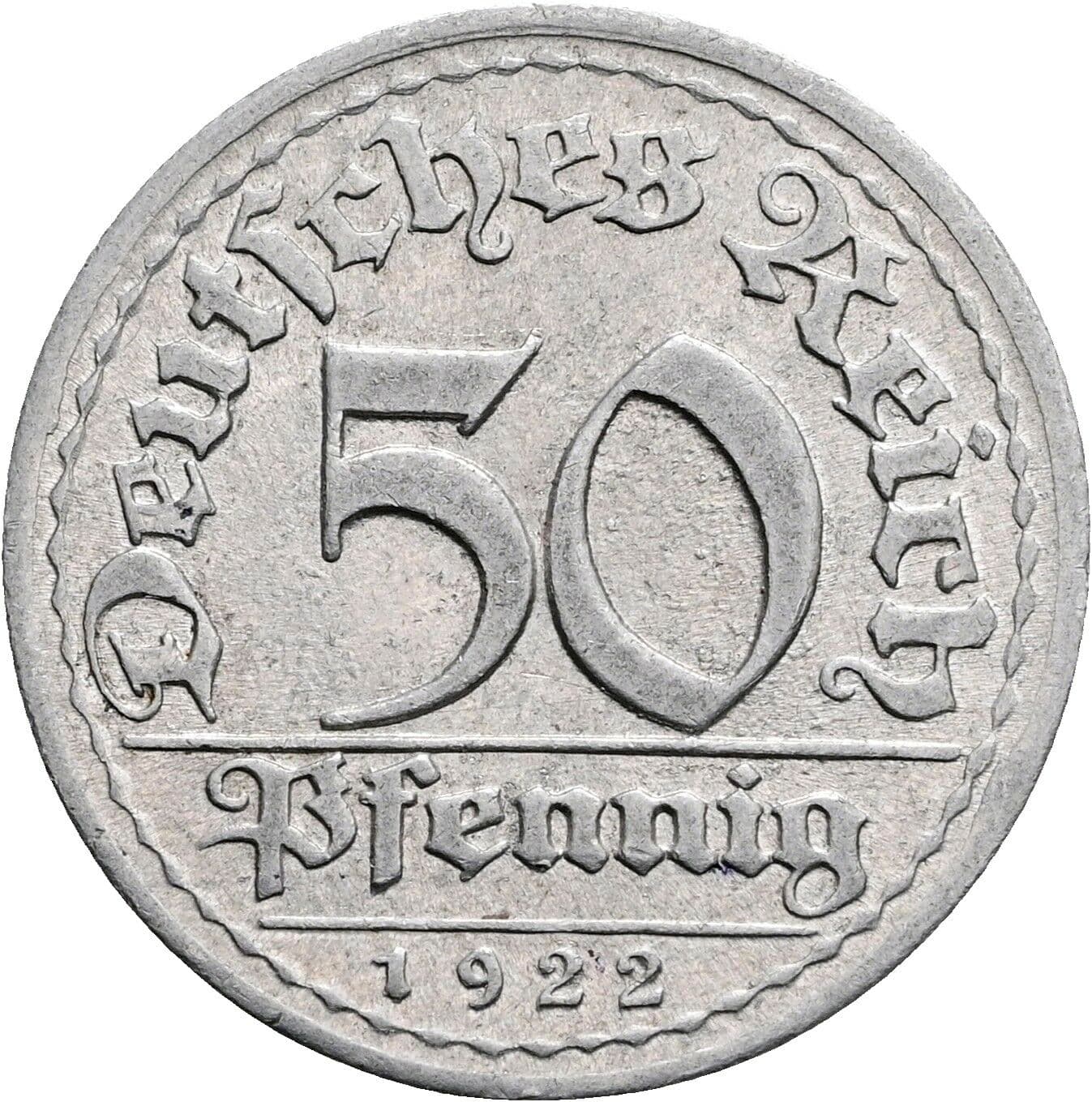 50 Pfennig 1922 D – Vorderseite