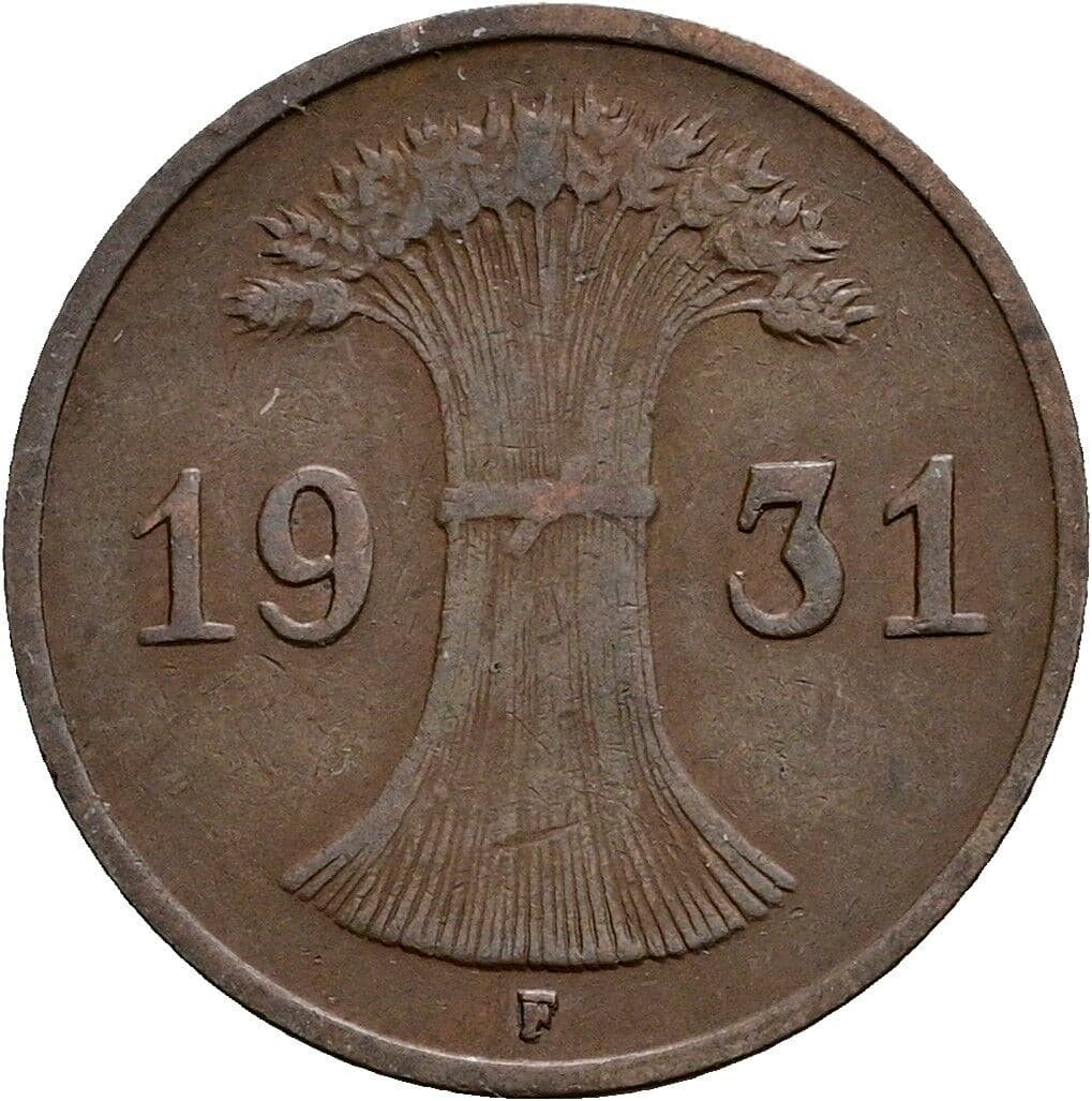 1 Reichspfennig 1931 F – Rückseite