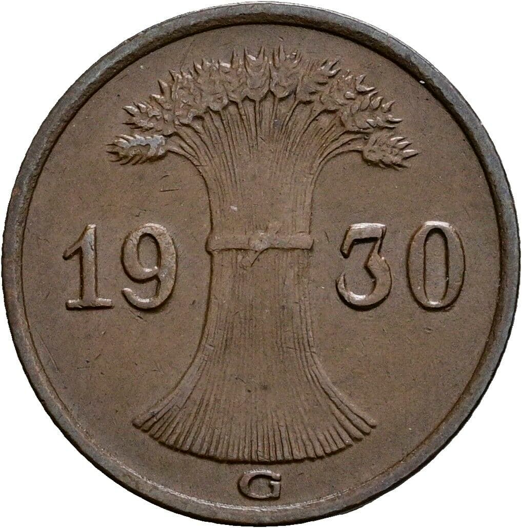 1 Reichspfennig 1930 G – Rückseite
