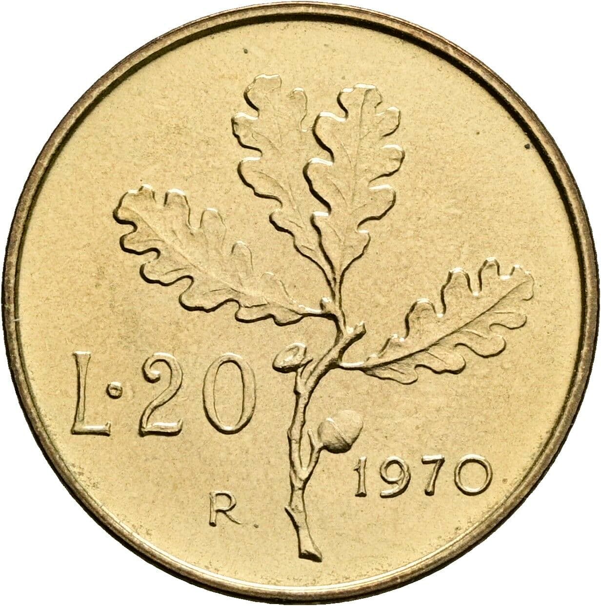 20 Lire 1970 – Rückseite