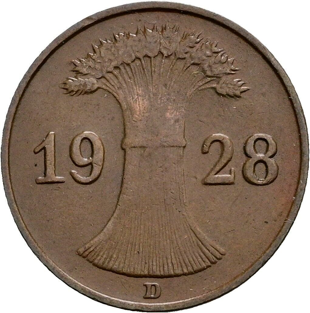 1 Reichspfennig 1928 D – Rückseite