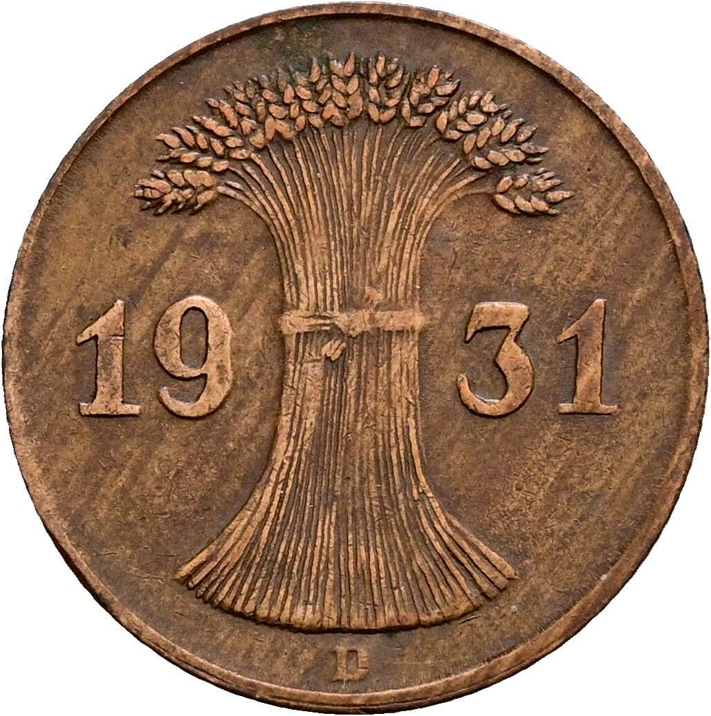 1 Reichspfennig 1931 D – Rückseite