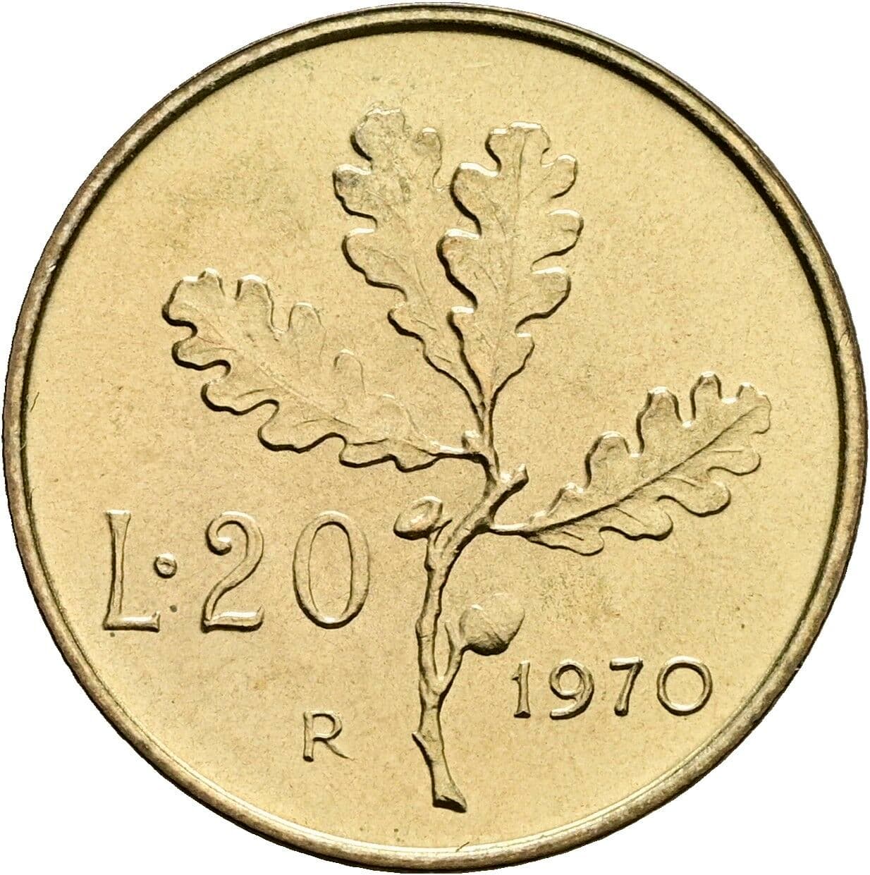 20 Lire 1970 – Rückseite