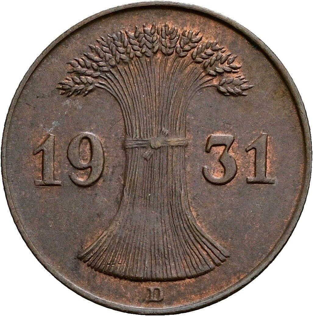 1 Reichspfennig 1931 D – Rückseite