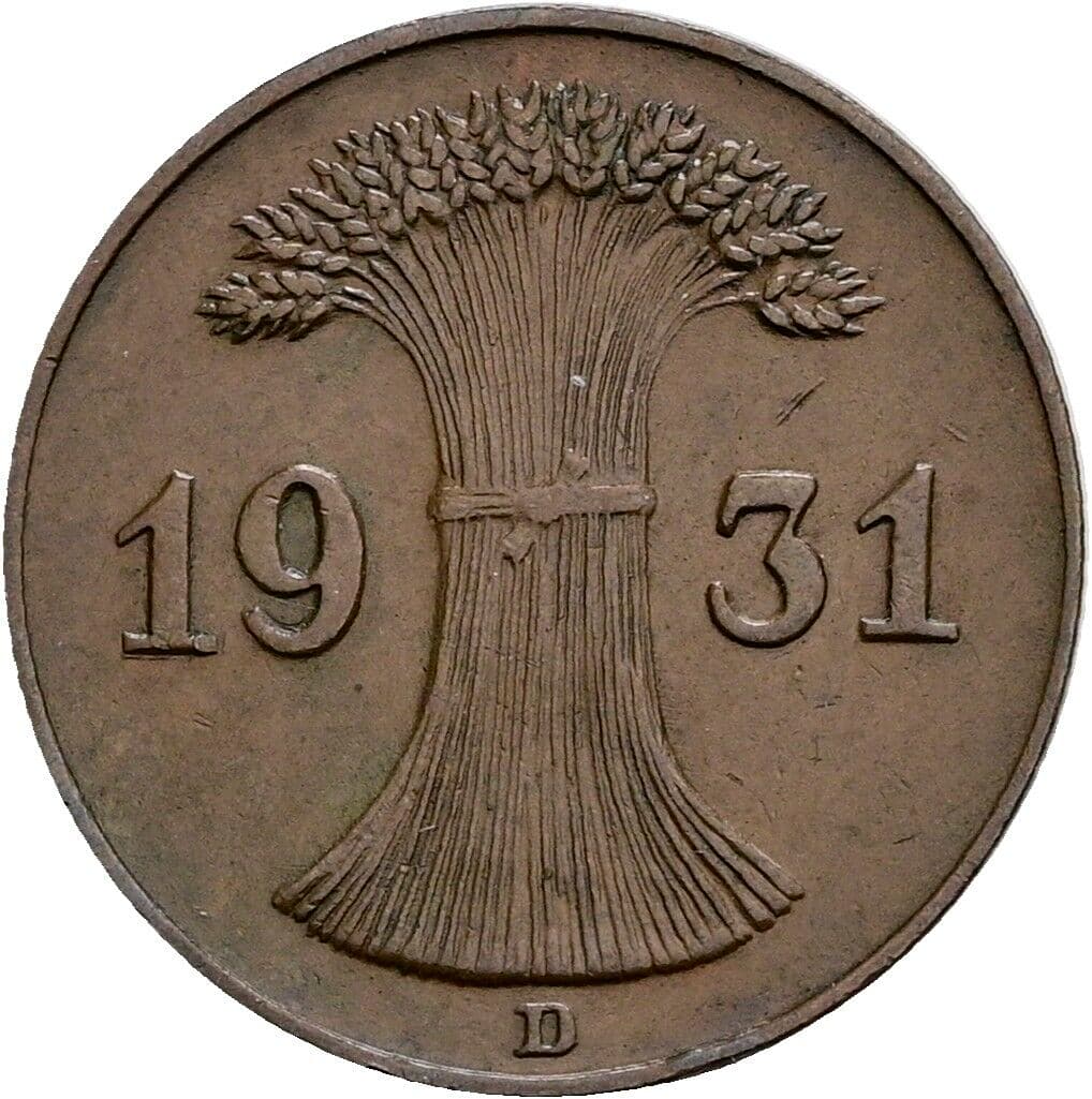 1 Reichspfennig 1931 D – Rückseite
