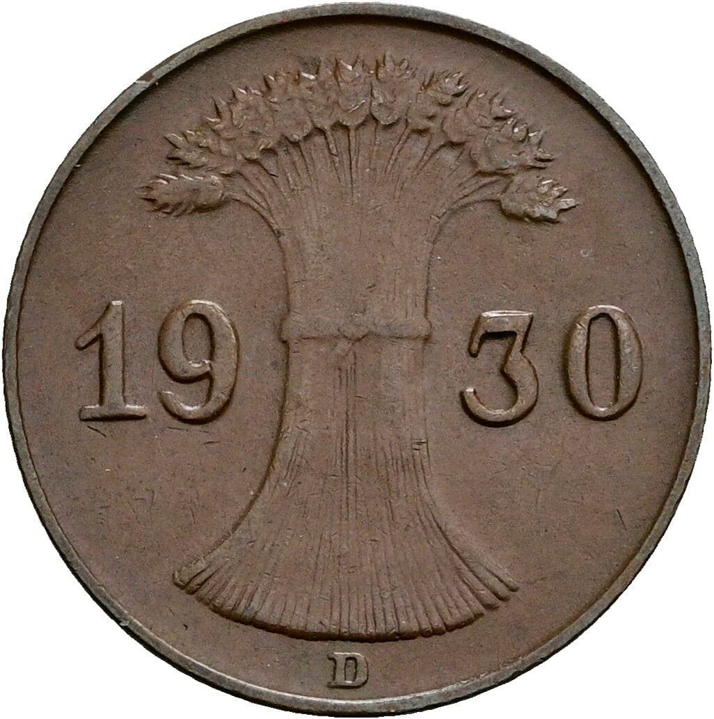 1 Reichspfennig 1930 D – Rückseite