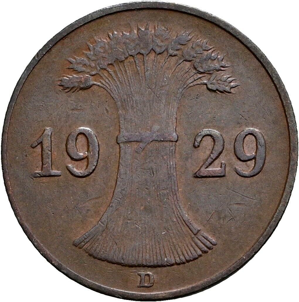 1 Reichspfennig 1929 D – Rückseite