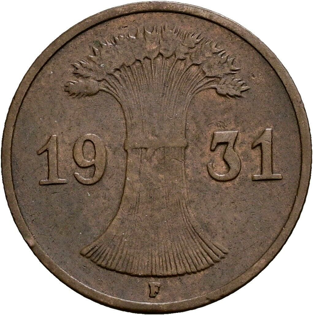 1 Reichspfennig 1931 F – Rückseite
