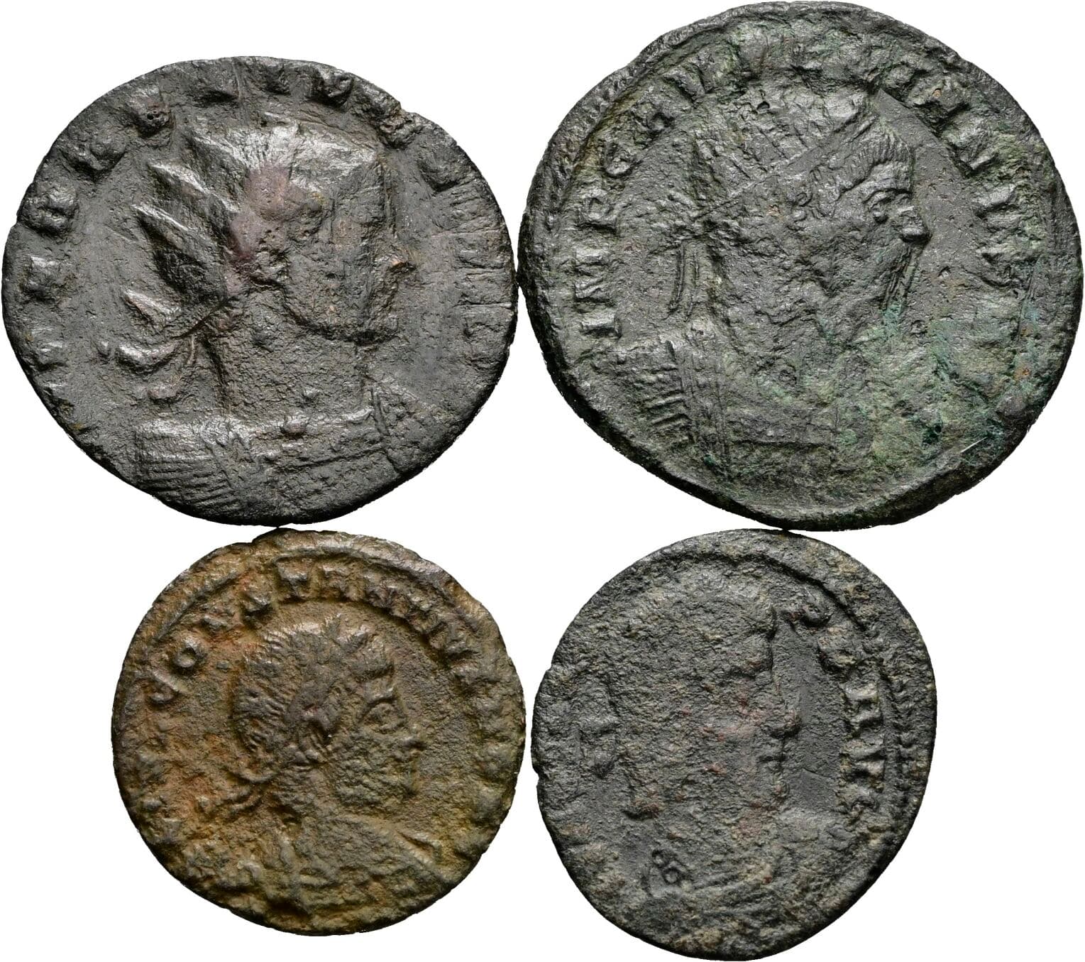 Lot 4 Stück spätrömische Bronzemünzen – Vorderseite