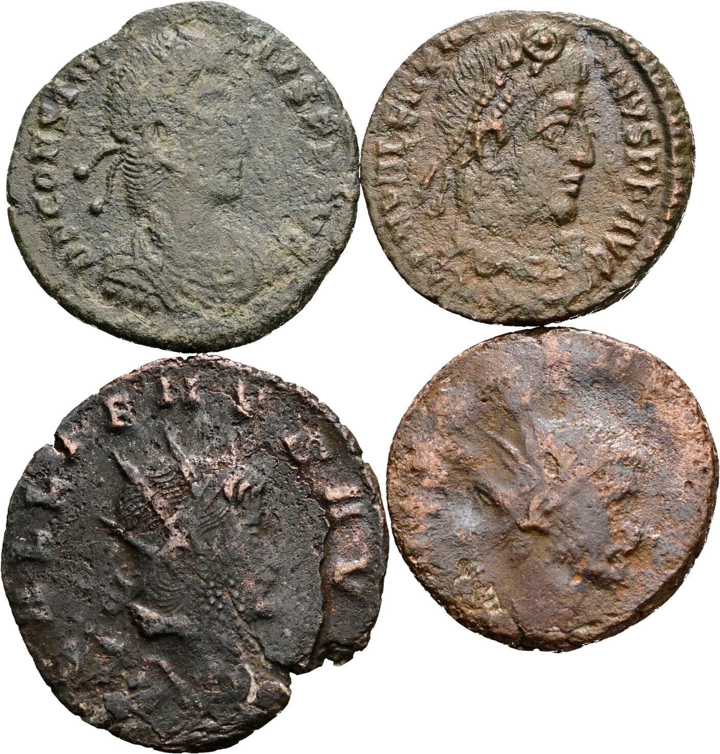 Lot 4 Stück spätrömische Bronzemünzen