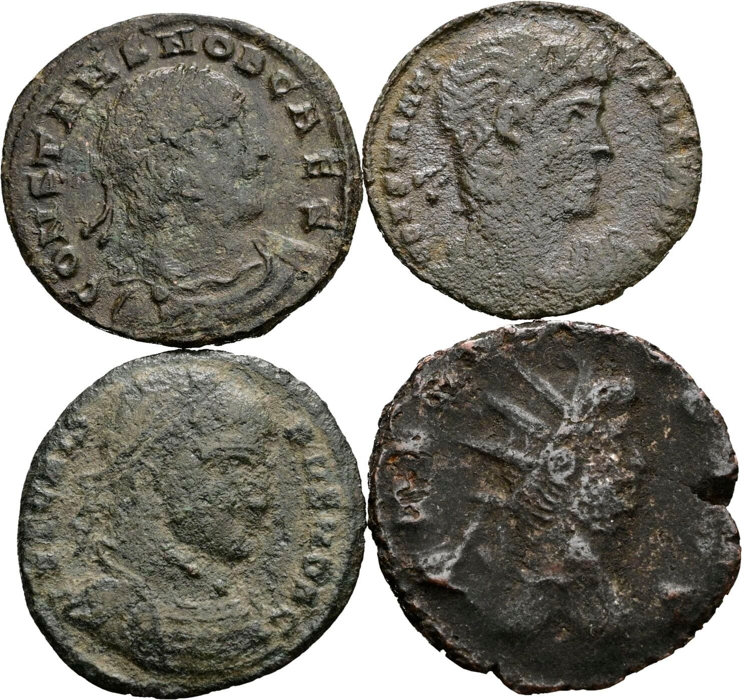 Lot 4 Stück spätrömische Bronzemünzen