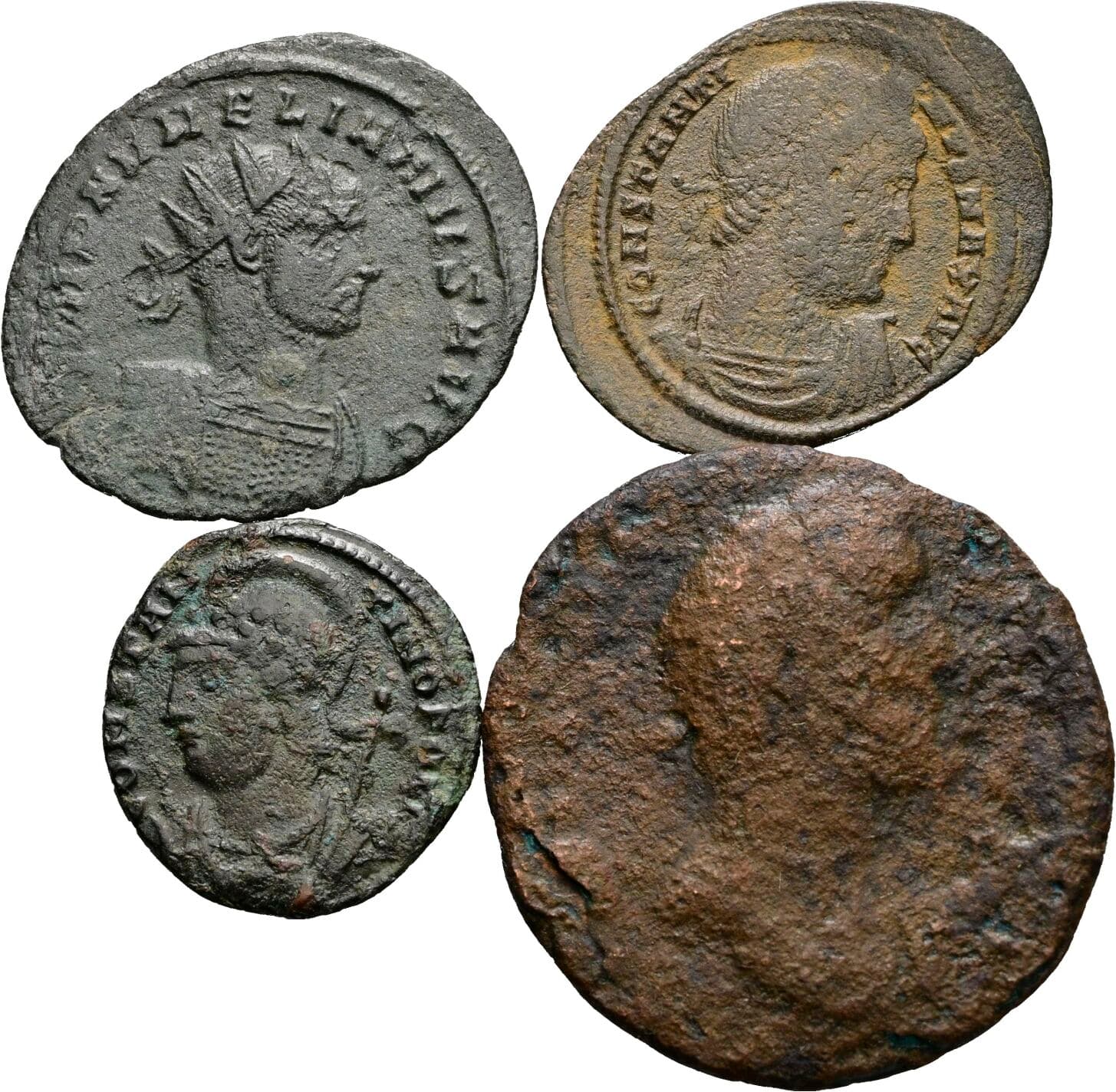 Lot 4 Stück spätrömische Bronzemünzen