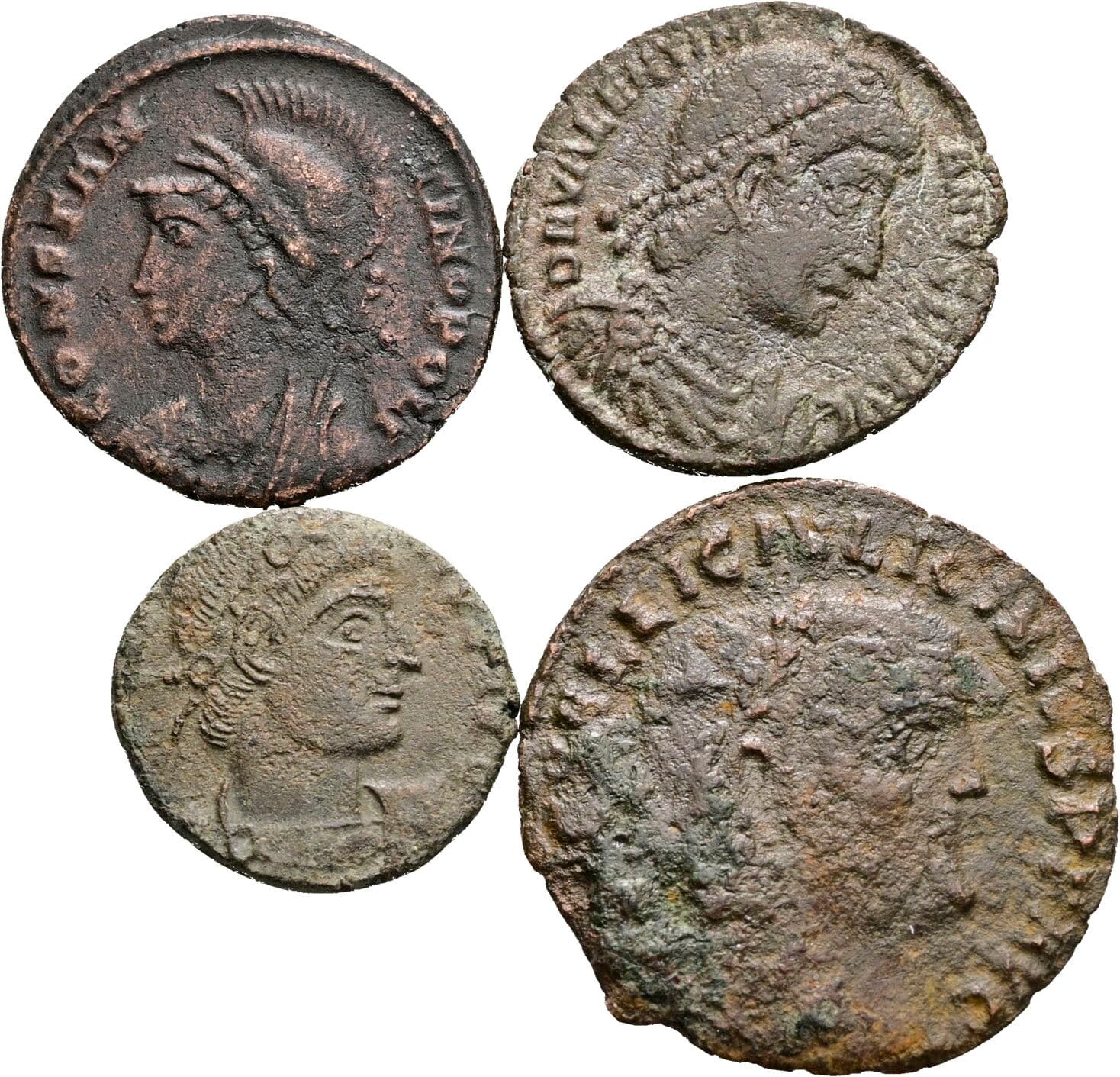Lot 4 Stück spätrömische Bronzemünzen
