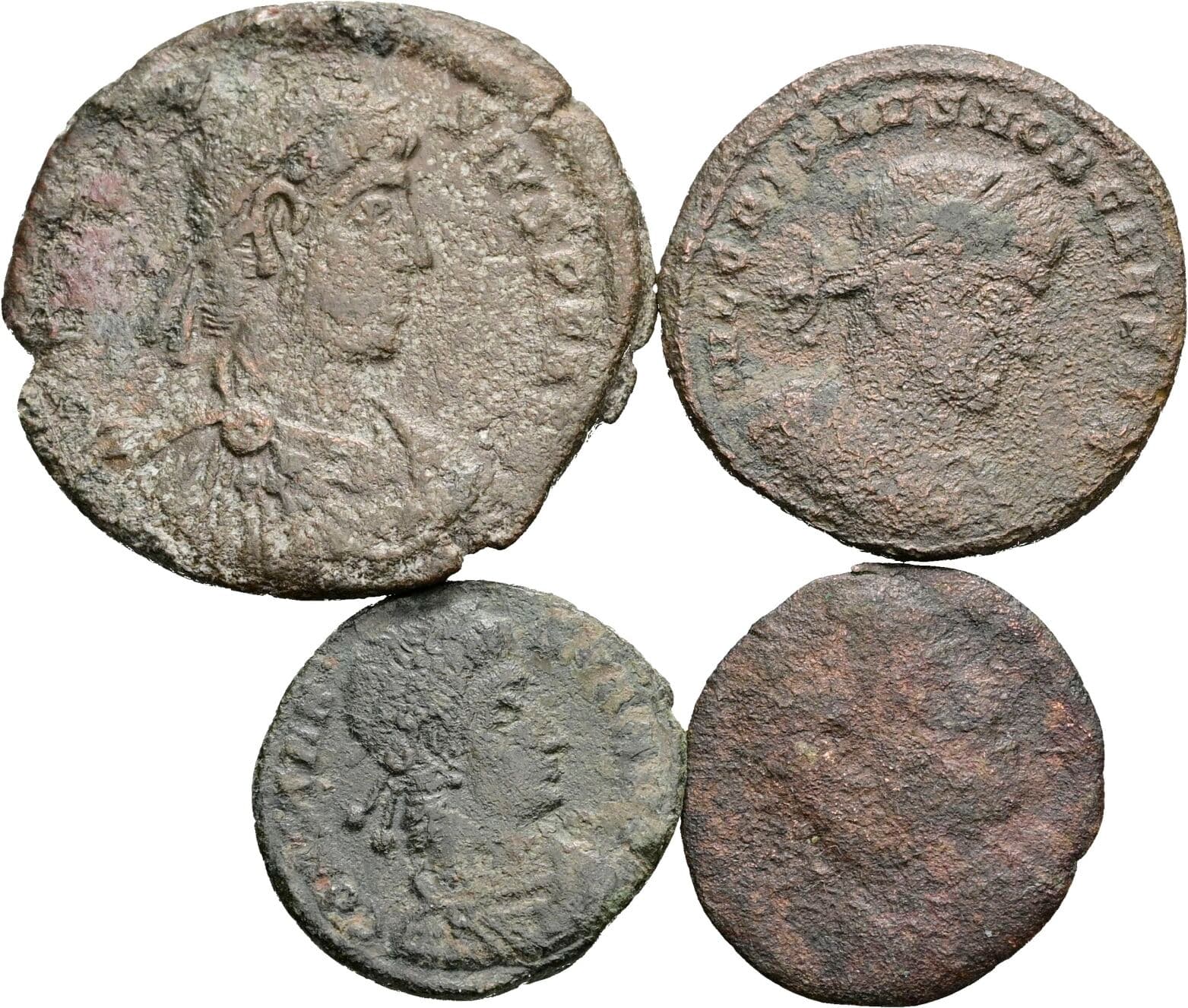 Lot 4 Stück spätrömische Bronzemünzen