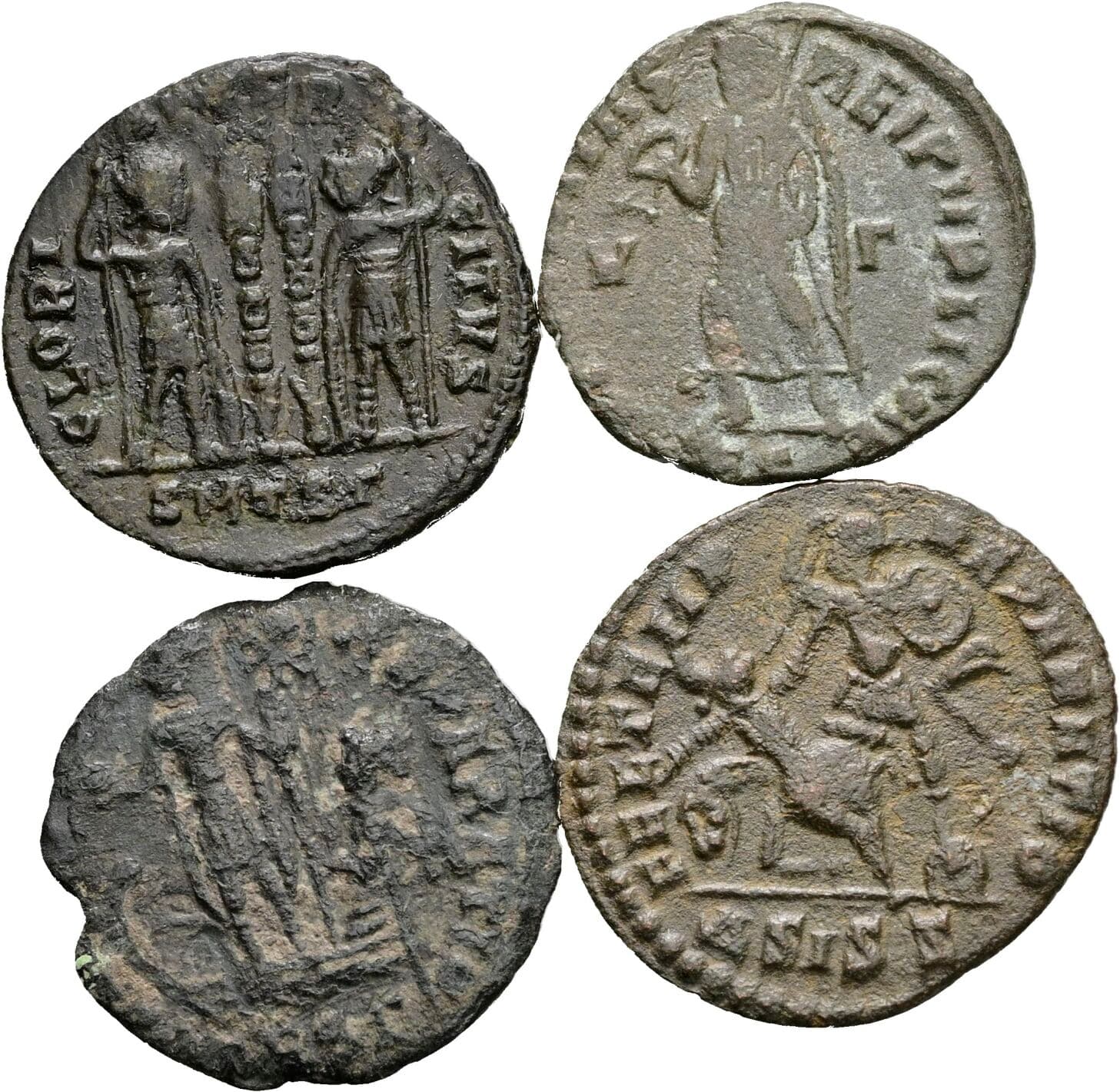 Lot 4 Stück spätrömische Bronzemünzen – Vorderseite