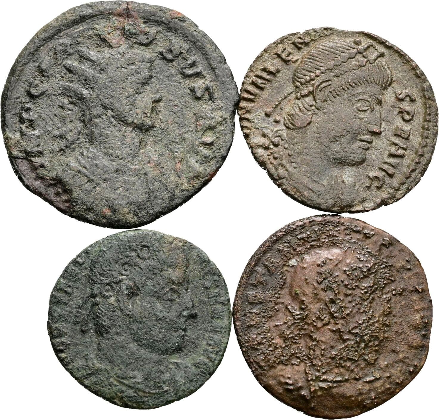 Lot 4 Stück spätrömische Bronzemünzen – Vorderseite