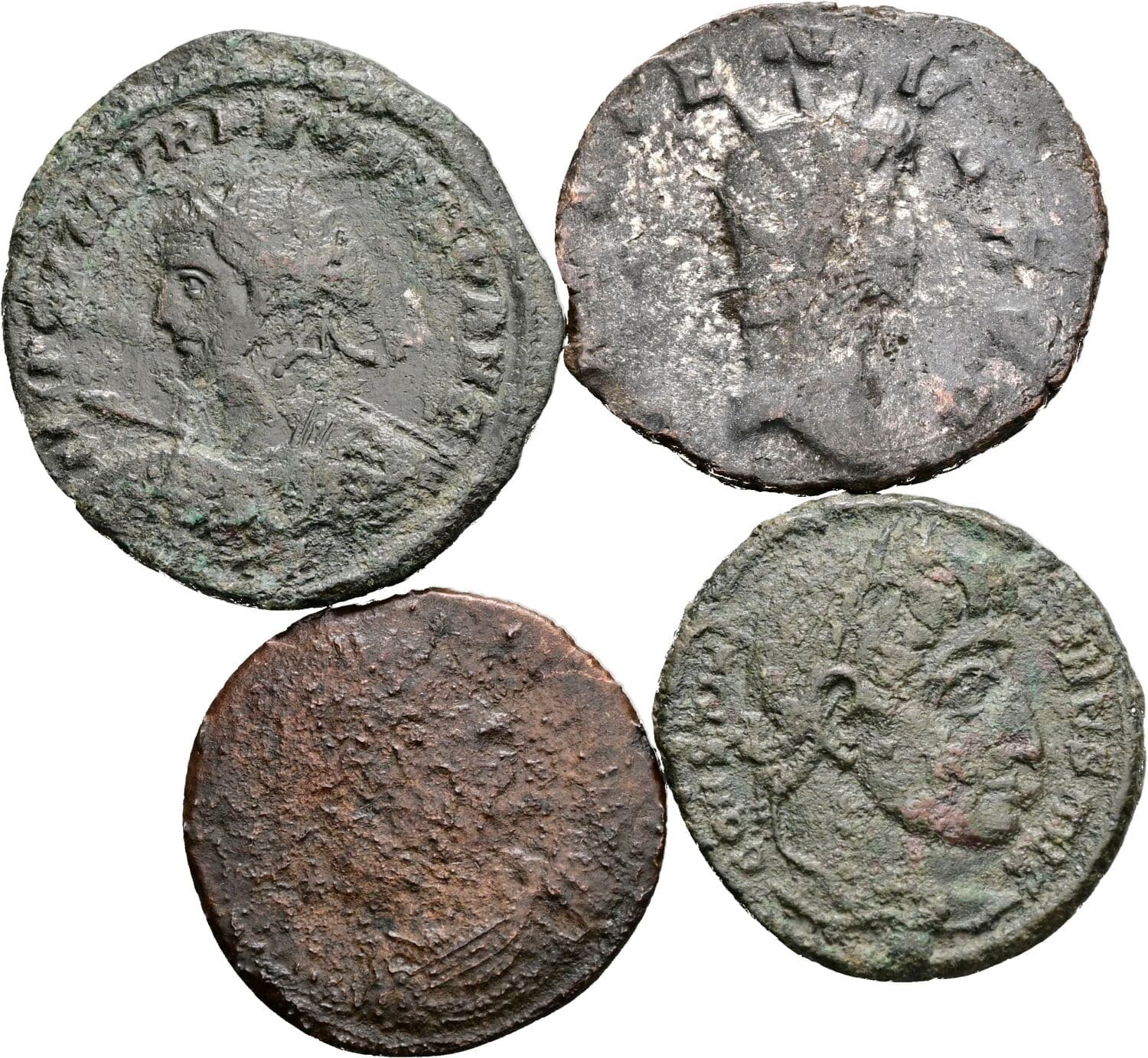 Lot 4 Stück spätrömische Bronzemünzen – Vorderseite