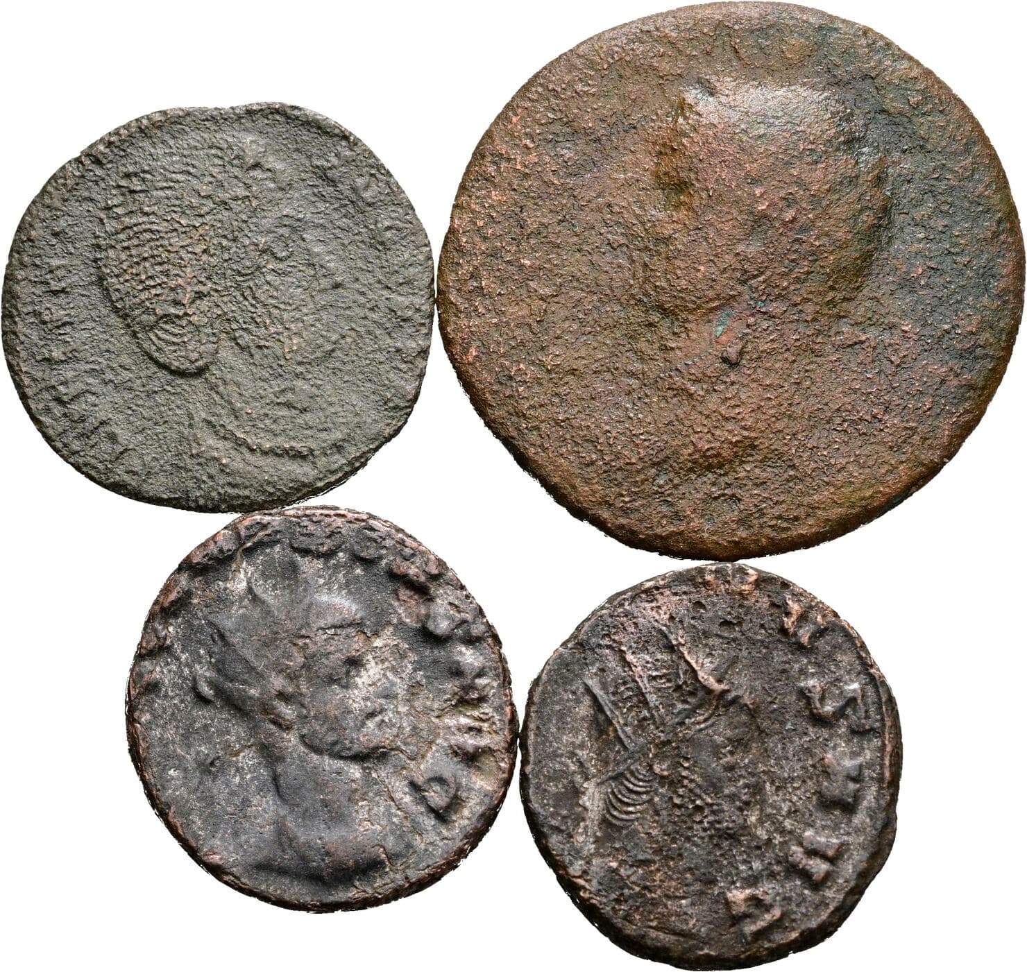 Lot 4 Stück spätrömische Bronzemünzen