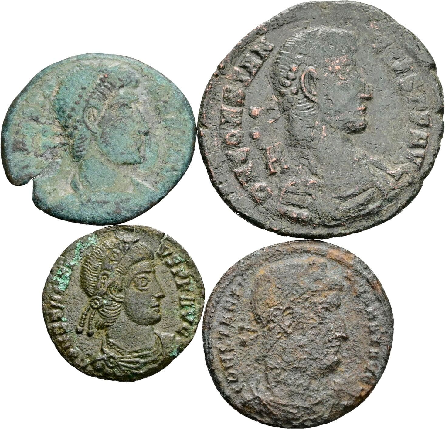 Lot 4 Stück spätrömische Bronzemünzen