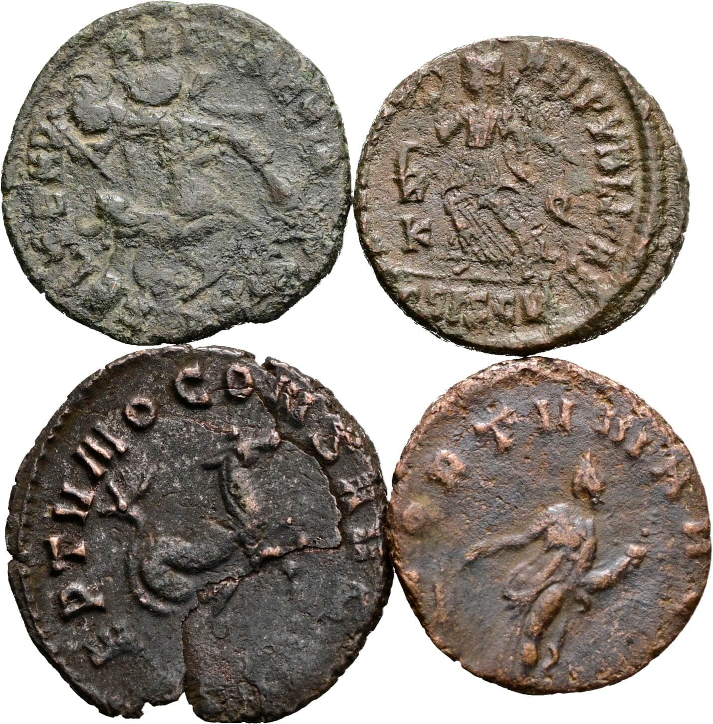 Lot 4 Stück spätrömische Bronzemünzen