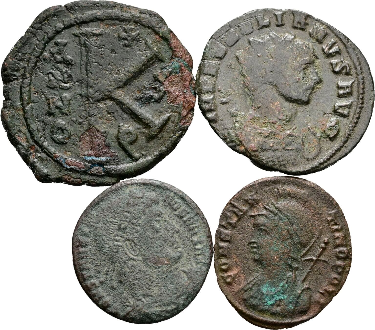Lot 4 Stück spätrömische Bronzemünzen