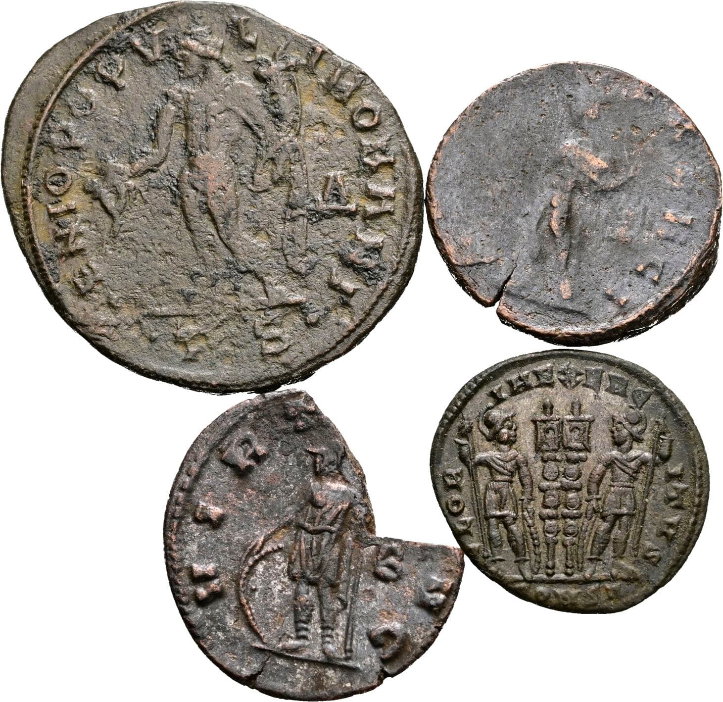 Lot 4 Stück spätrömische Bronzemünzen