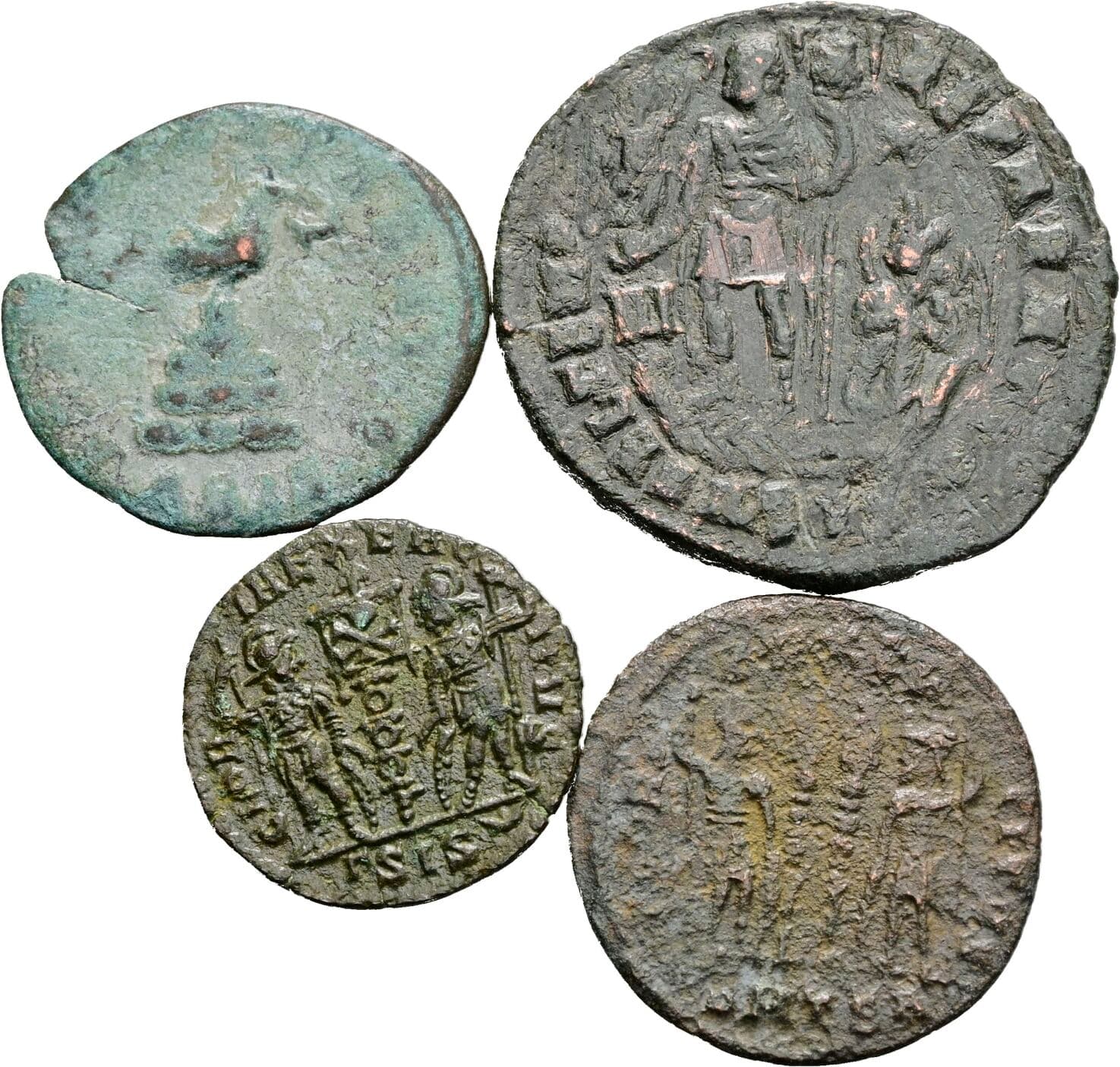 Lot 4 Stück spätrömische Bronzemünzen