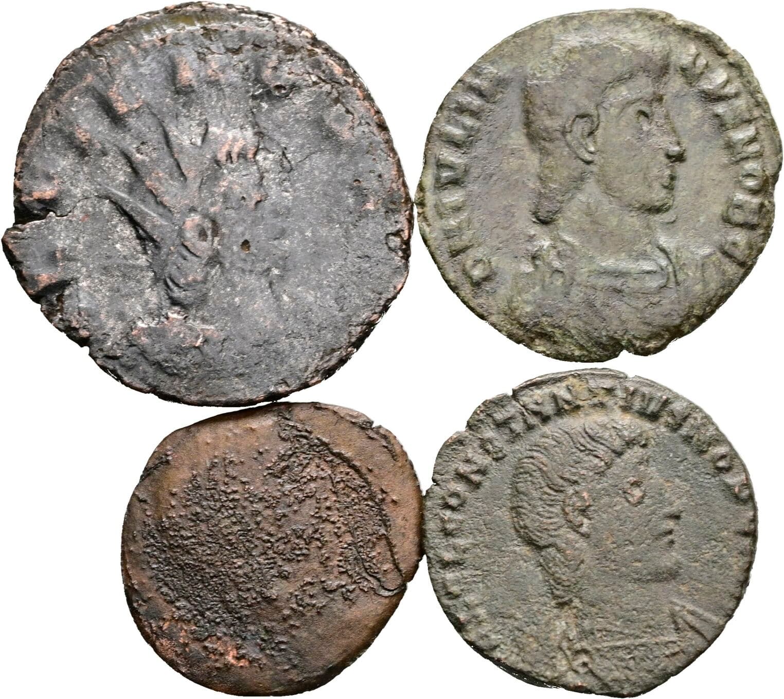 Lot 4 Stück spätrömische Bronzemünzen