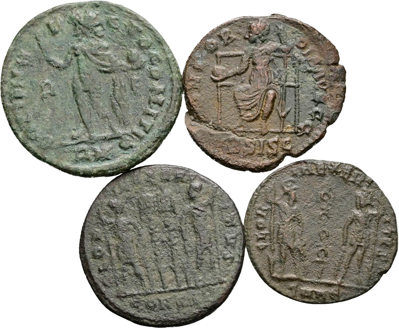 Lot 4 Stück spätrömische Bronzemünzen – Rückseite