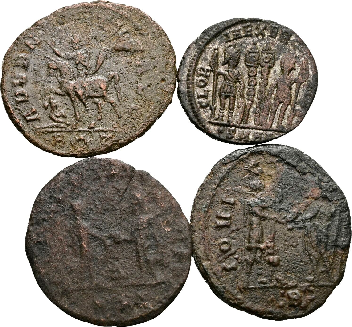 Lot 4 Stück spätrömische Bronzemünzen – Rückseite