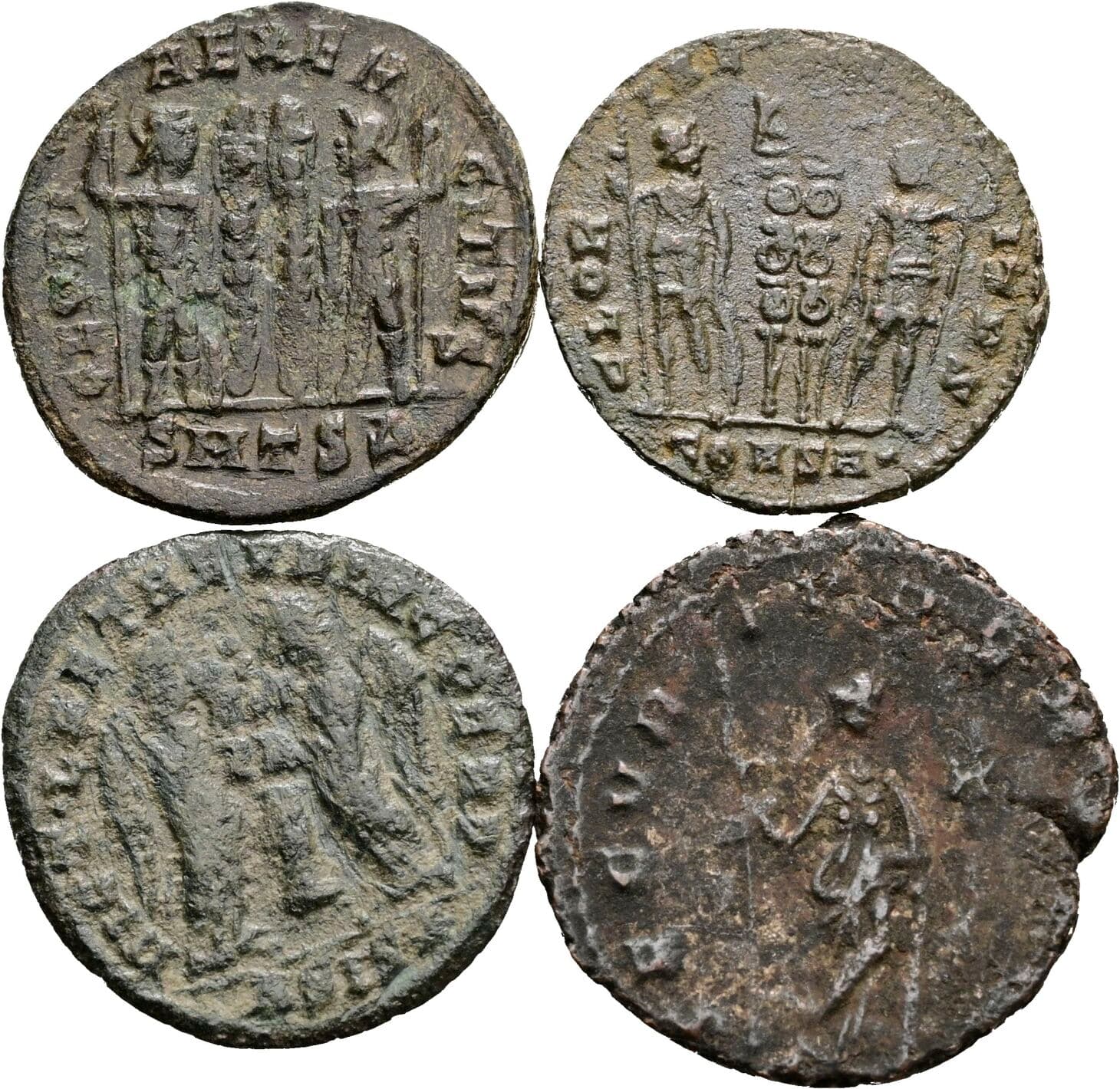 Lot 4 Stück spätrömische Bronzemünzen
