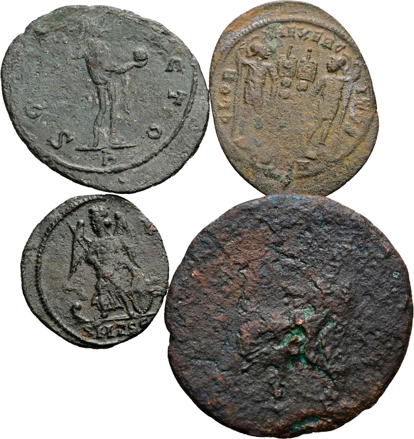 Lot 4 Stück spätrömische Bronzemünzen