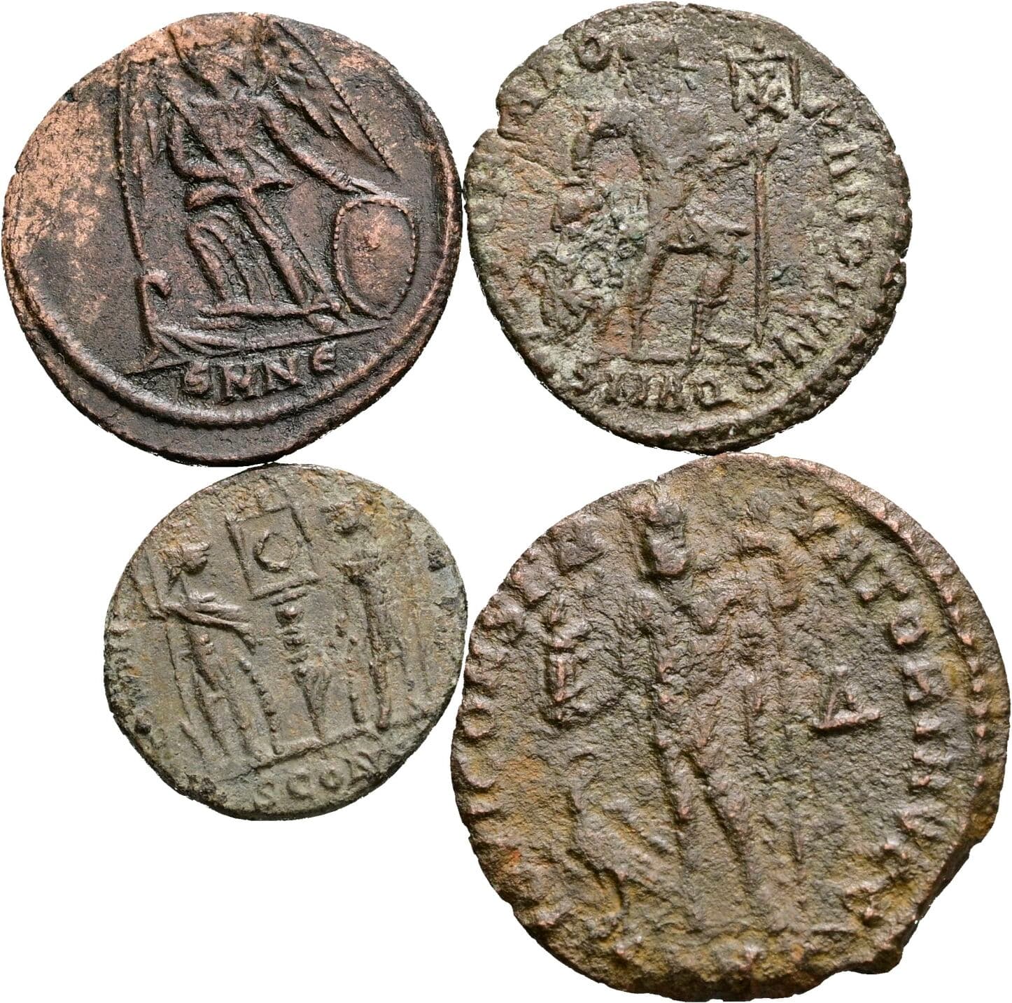 Lot 4 Stück spätrömische Bronzemünzen
