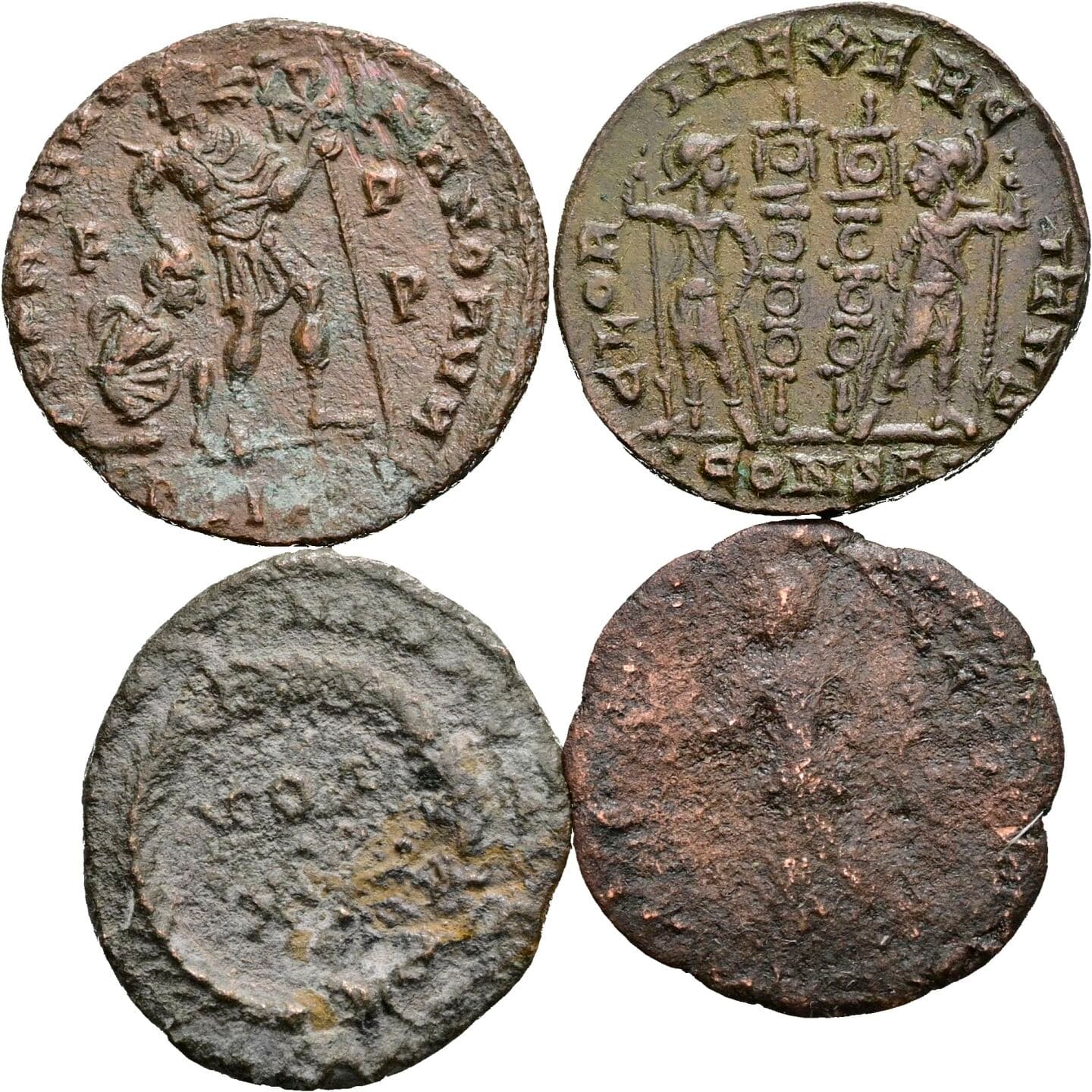 Lot 4 Stück spätrömische Bronzemünzen – Rückseite