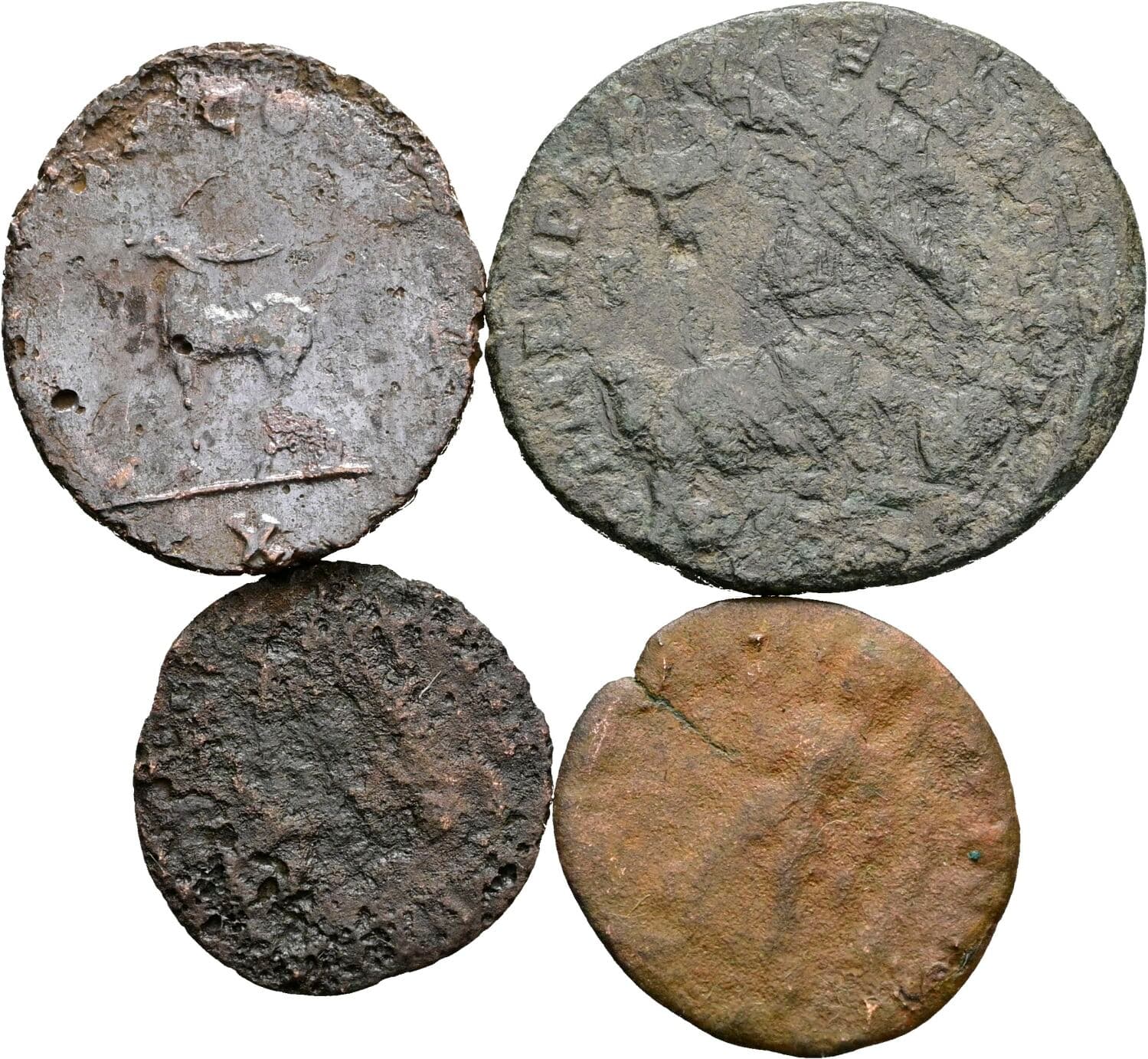 Lot 4 Stück spätrömische Bronzemünzen