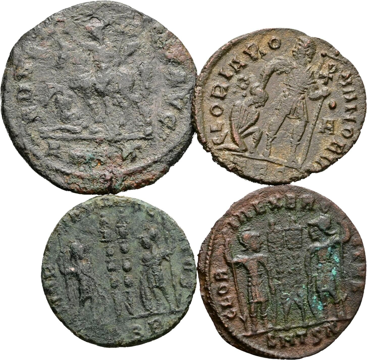 Lot 4 Stück spätrömische Bronzemünzen – Rückseite