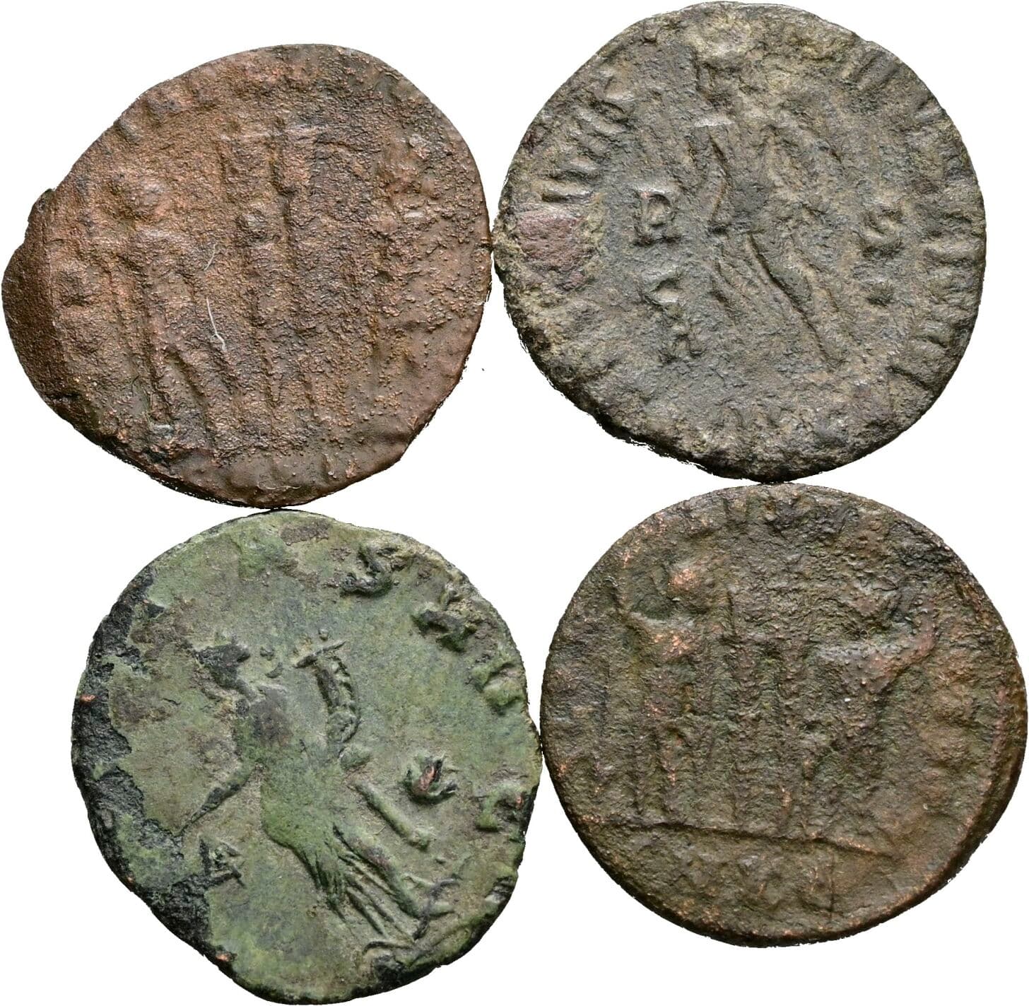 Lot 4 Stück spätrömische Bronzemünzen