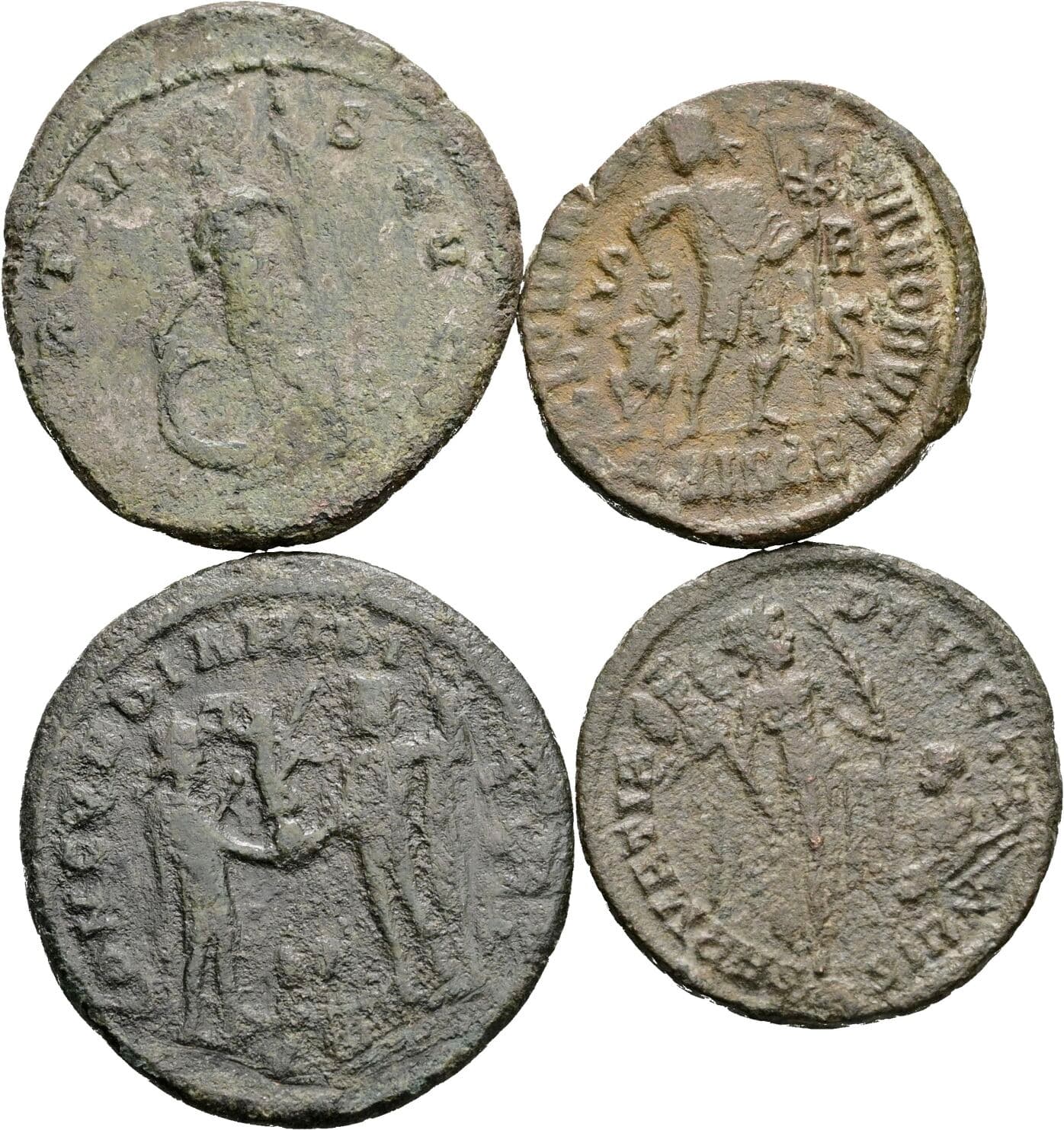 Lot 4 Stück spätrömische Bronzemünzen – Rückseite