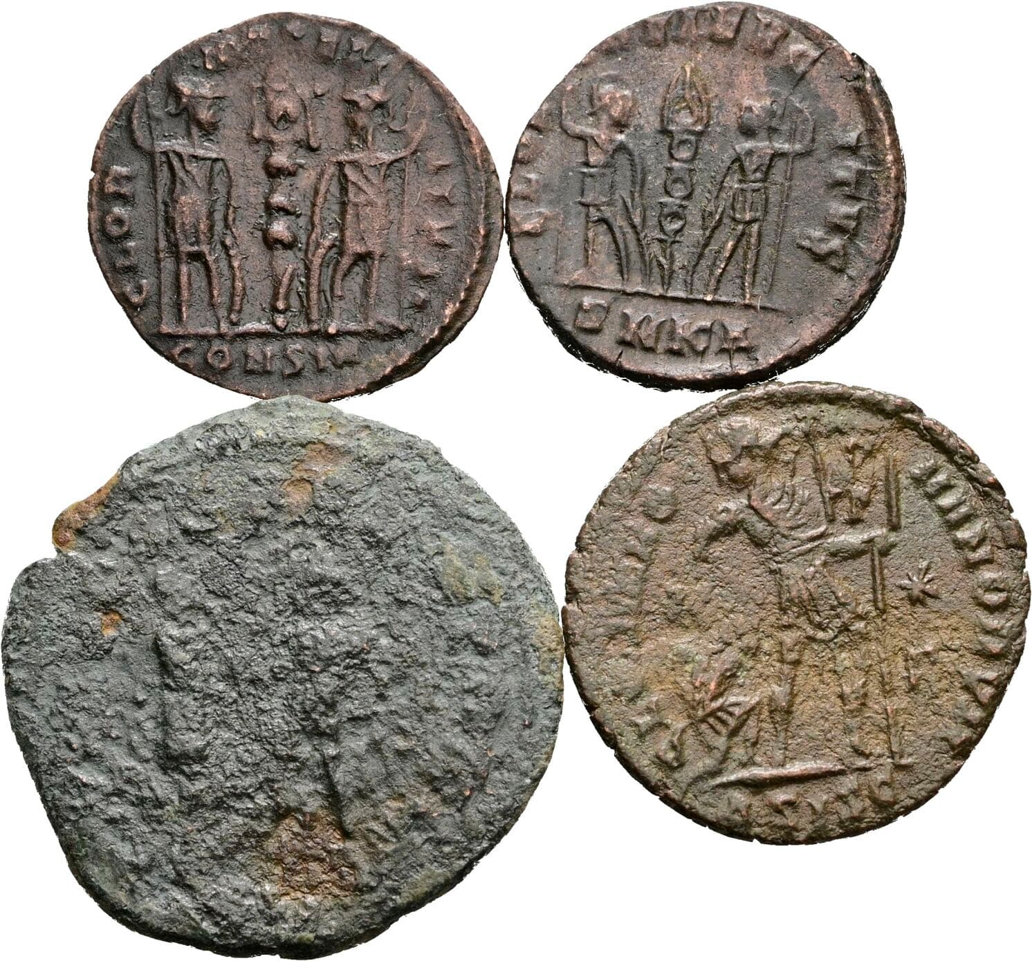 Lot 4 Stück spätrömische Bronzemünzen – Rückseite